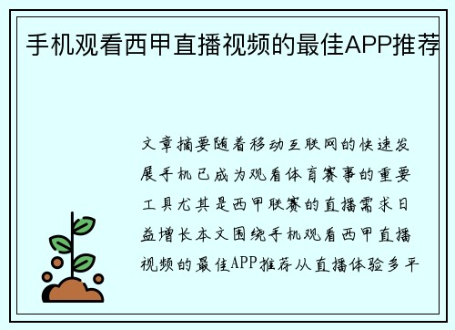 手机观看西甲直播视频的最佳APP推荐